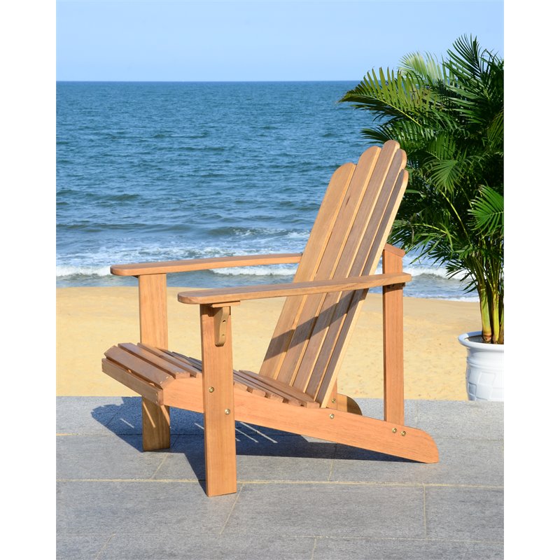 Safavieh Topher Eucalyptus Wood Adirondack Chair in Teak Brown