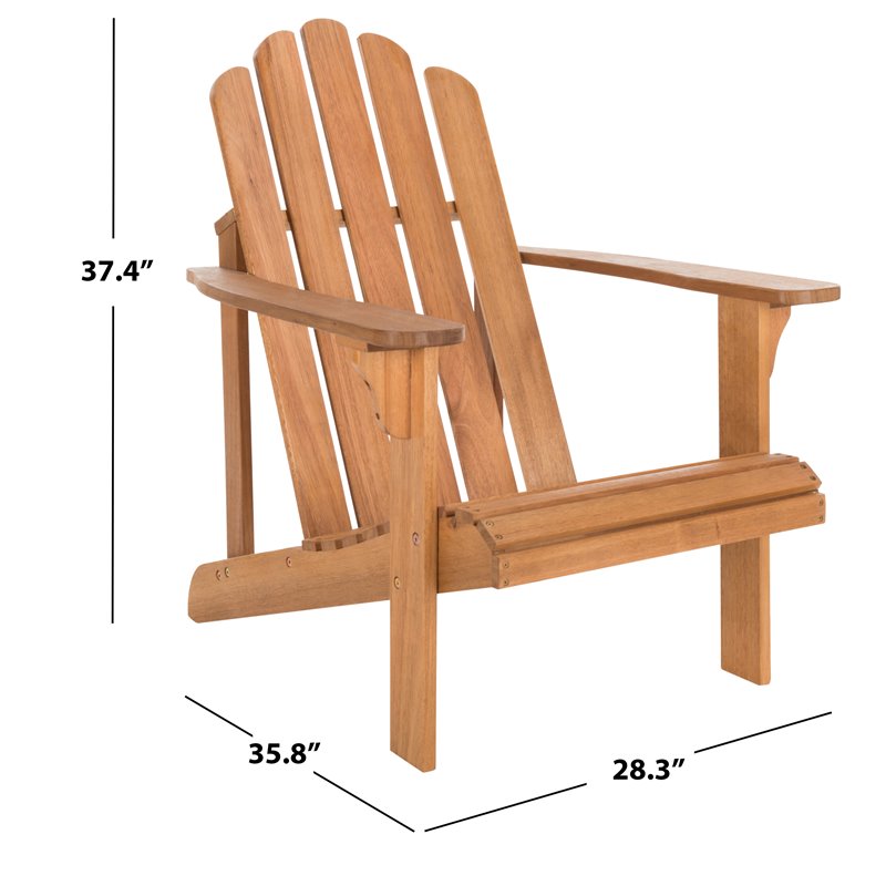 Safavieh Topher Eucalyptus Wood Adirondack Chair in Teak Brown