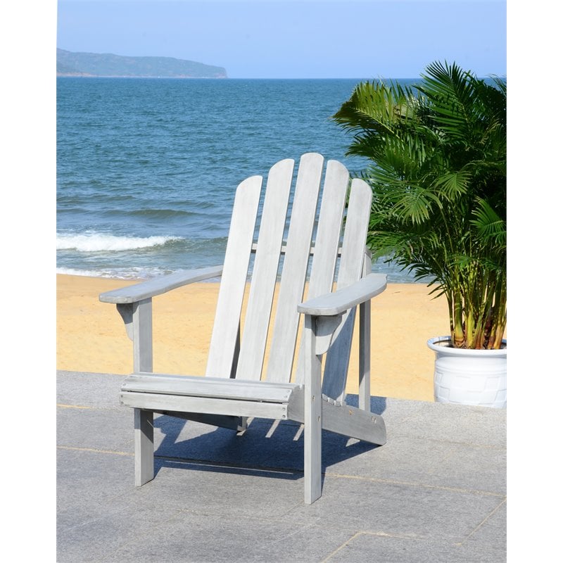 Safavieh Topher Eucalyptus Wood Outdoor Adirondack Chair in Gray