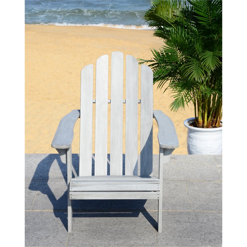 Safavieh Topher Eucalyptus Wood Outdoor Adirondack Chair in Gray