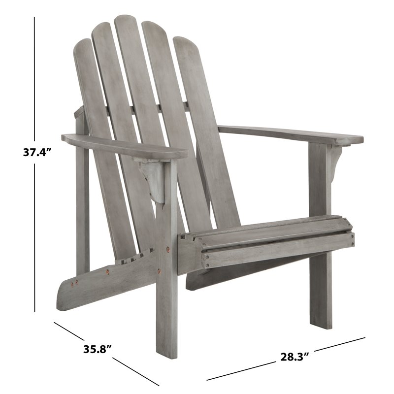 Safavieh Topher Eucalyptus Wood Outdoor Adirondack Chair in Gray