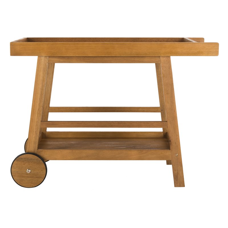 Safavieh Renzo Eucalyptus Wood Indoor/Outdoor Bar Cart in Teak Natural
