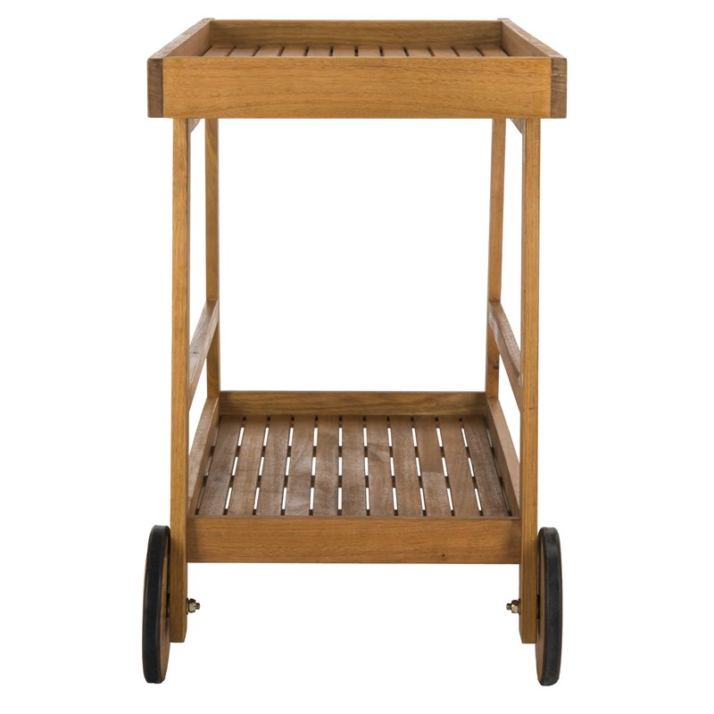 Safavieh Renzo Eucalyptus Wood Indoor/Outdoor Bar Cart in Teak Natural