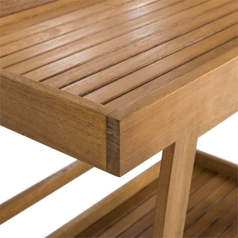 Safavieh Renzo Eucalyptus Wood Indoor/Outdoor Bar Cart in Teak Natural