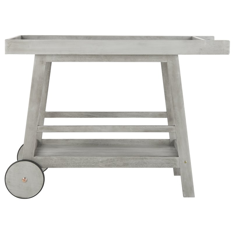 Safavieh Renzo Eucalyptus Wood Indoor/Outdoor Bar Cart in Gray