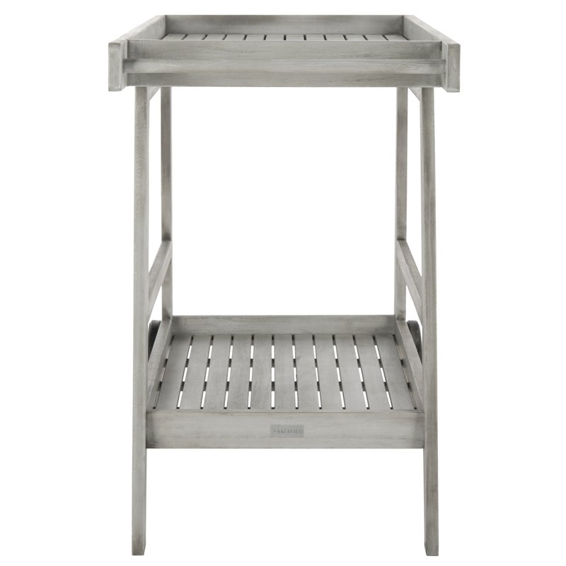 Safavieh Renzo Eucalyptus Wood Indoor/Outdoor Bar Cart in Gray