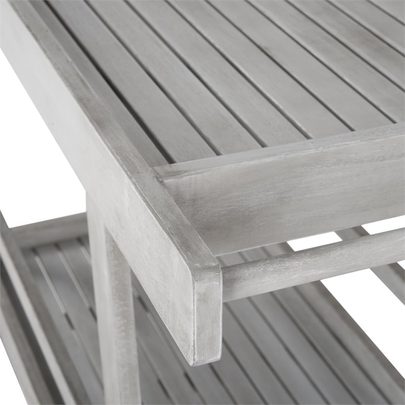 Safavieh Renzo Eucalyptus Wood Indoor/Outdoor Bar Cart in Gray