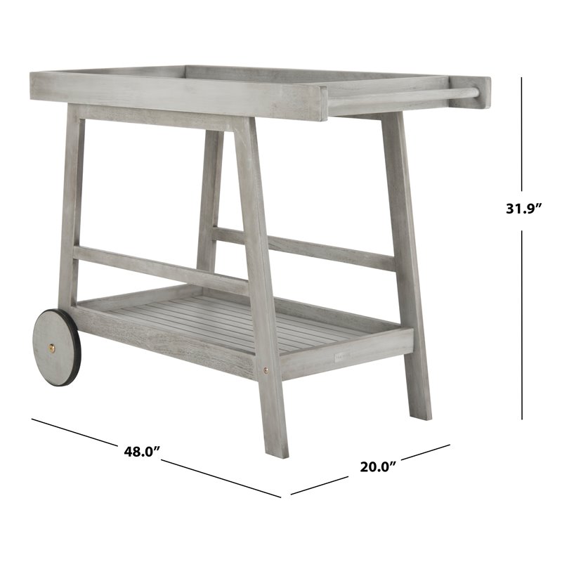 Safavieh Renzo Eucalyptus Wood Indoor/Outdoor Bar Cart in Gray