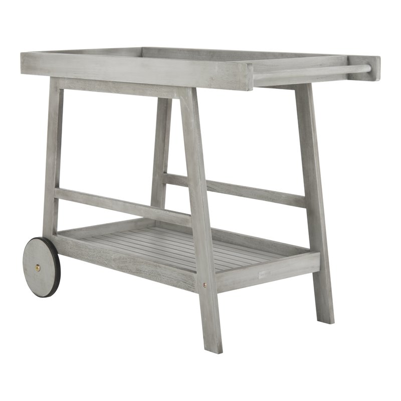 Safavieh Renzo Eucalyptus Wood Indoor/Outdoor Bar Cart in Gray