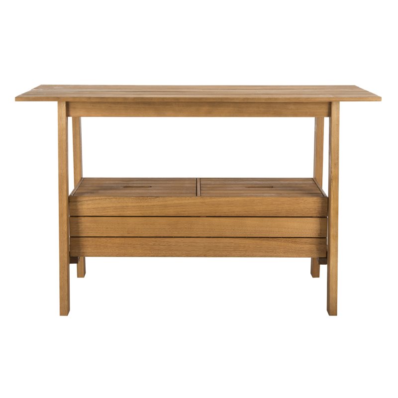 Safavieh Bertie Eucalyptus Wood Outdoor Tea Trolley in Teak Natural