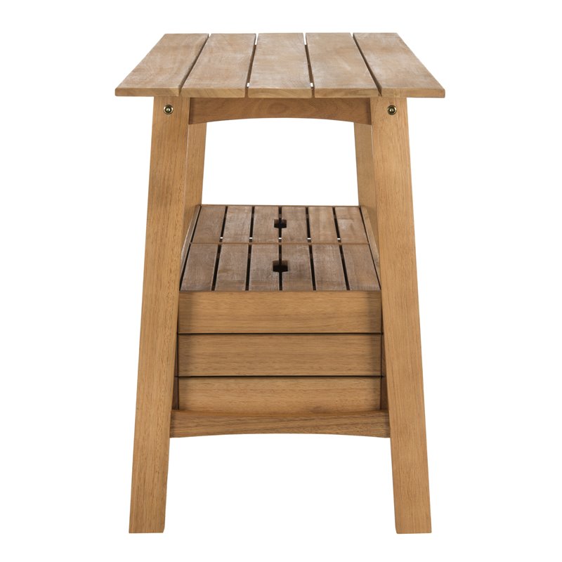 Safavieh Bertie Eucalyptus Wood Outdoor Tea Trolley in Teak Natural