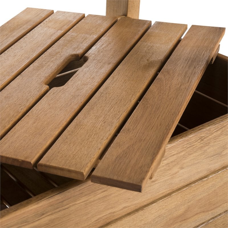 Safavieh Bertie Eucalyptus Wood Outdoor Tea Trolley in Teak Natural