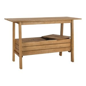 Safavieh Bertie Eucalyptus Wood Outdoor Tea Trolley in Teak Natural