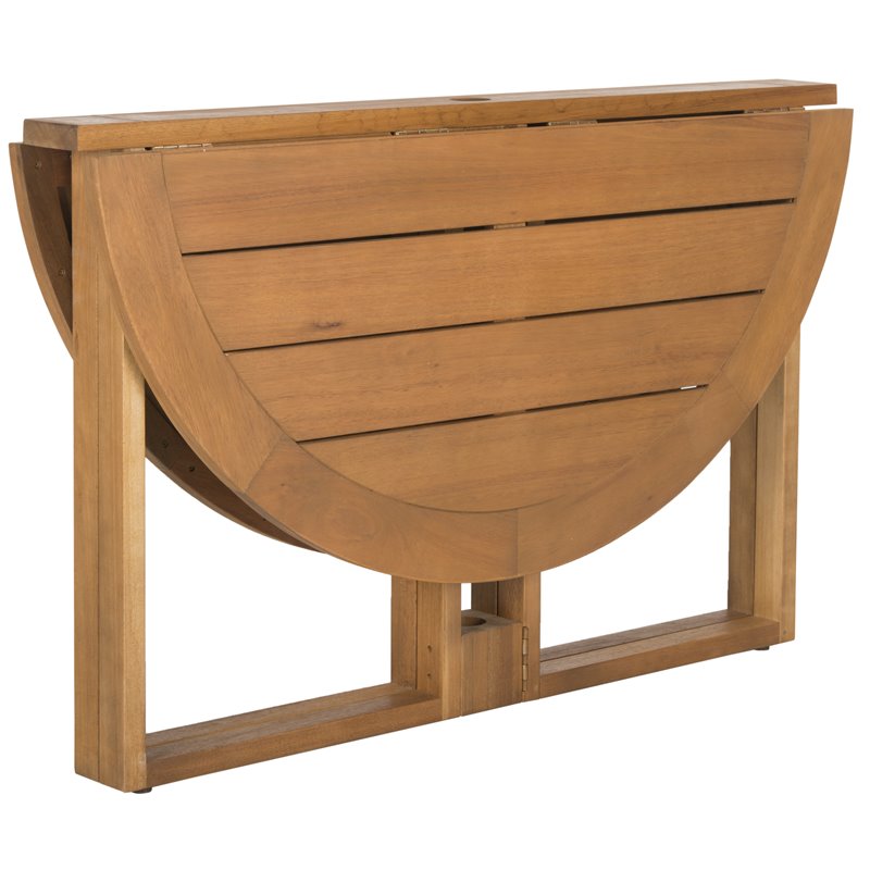 Safavieh Wales Eucalyptus Wood Outdoor Dining Table in Teak Natural