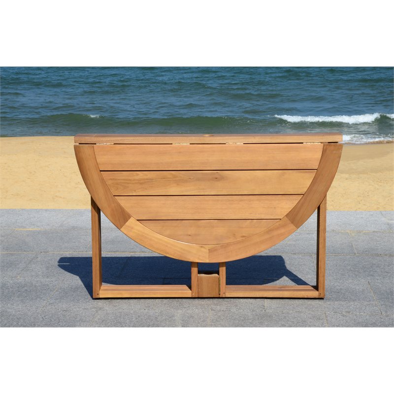 Safavieh Wales Eucalyptus Wood Outdoor Dining Table in Teak Natural