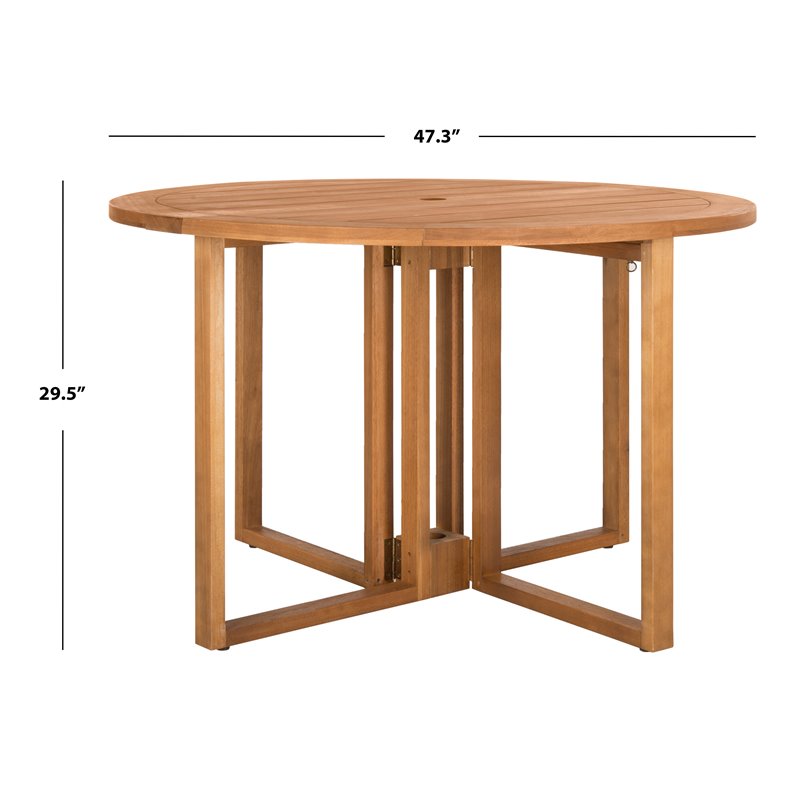 Safavieh Wales Eucalyptus Wood Outdoor Dining Table in Teak Natural