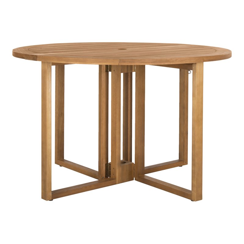 Safavieh Wales Eucalyptus Wood Outdoor Dining Table in Teak Natural