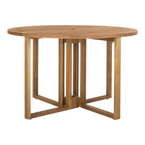 Safavieh Wales Eucalyptus Wood Outdoor Dining Table in Teak Natural