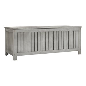 Safavieh Abri Storage Eucalyptus Wood Outdoor Cushion Box in Gray