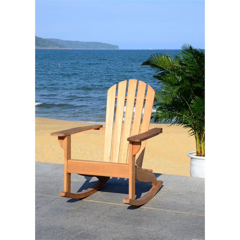 Safavieh Brizio Eucalyptus Wood Outdoor Adirondack Chair in Teak Natural