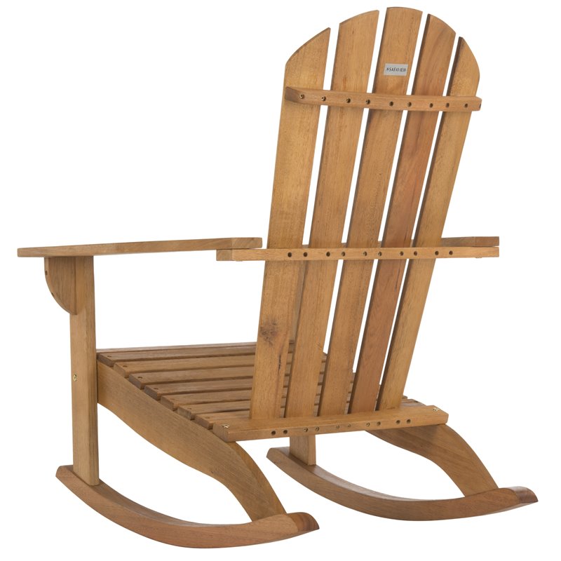 Safavieh Brizio Eucalyptus Wood Outdoor Adirondack Chair in Teak Natural
