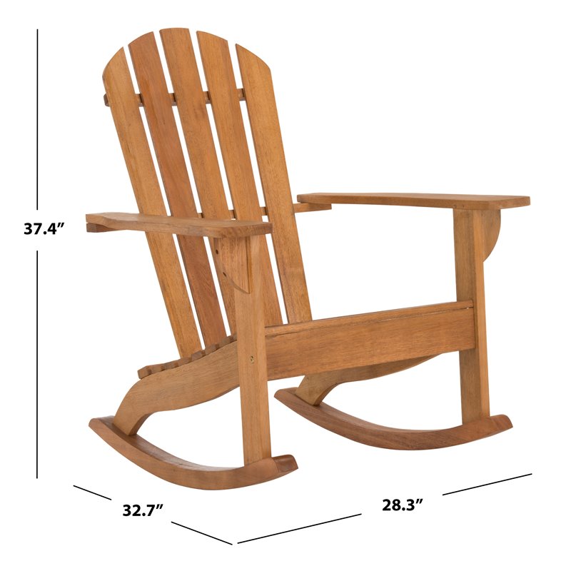 Safavieh Brizio Eucalyptus Wood Outdoor Adirondack Chair in Teak Natural