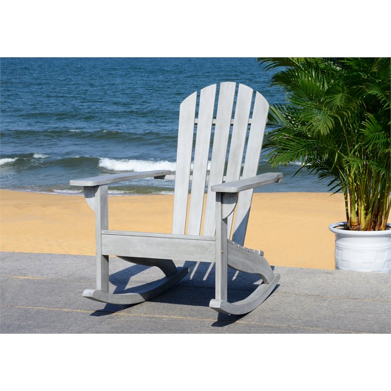 Safavieh Brizio Eucalyptus Wood Outdoor Adirondack Chair in Gray