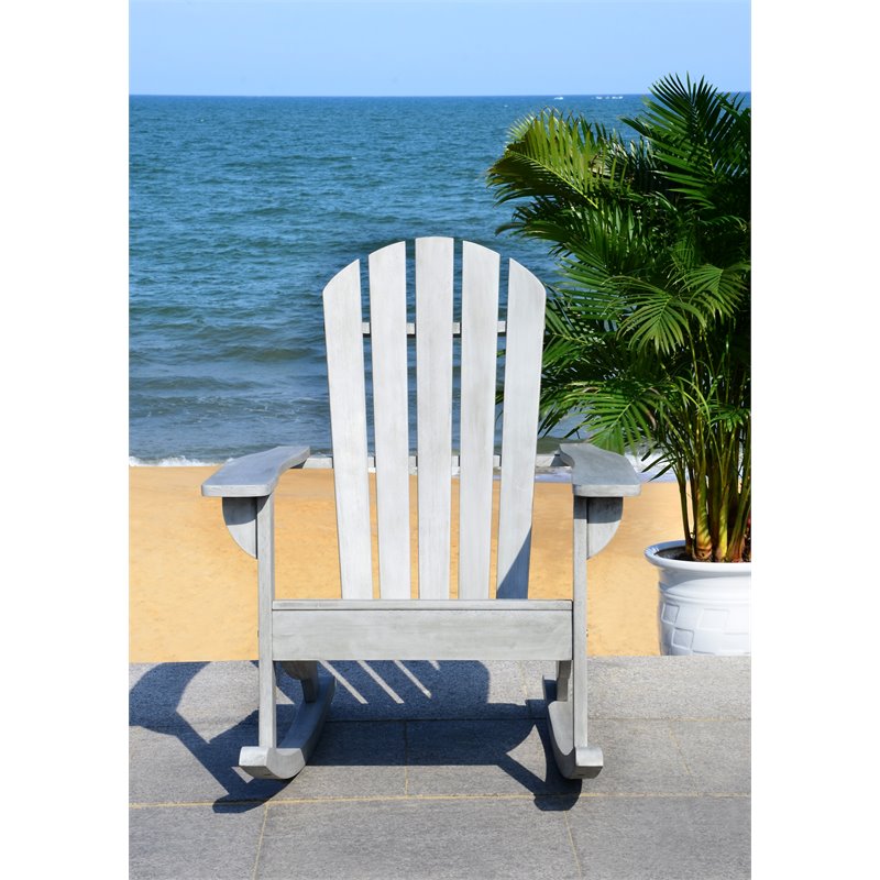 Safavieh Brizio Eucalyptus Wood Outdoor Adirondack Chair in Gray