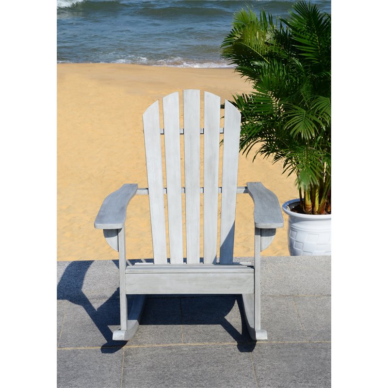 Safavieh Brizio Eucalyptus Wood Outdoor Adirondack Chair in Gray