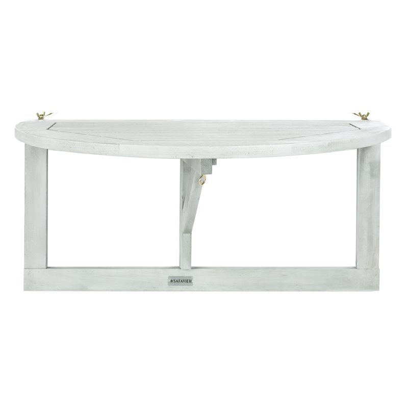 Safavieh Owens Teak Wood Indoor/Outdoor Hanging Half Table in Gray Wash
