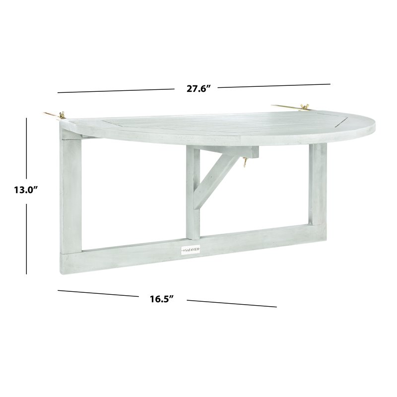 Safavieh Owens Teak Wood Indoor/Outdoor Hanging Half Table in Gray Wash
