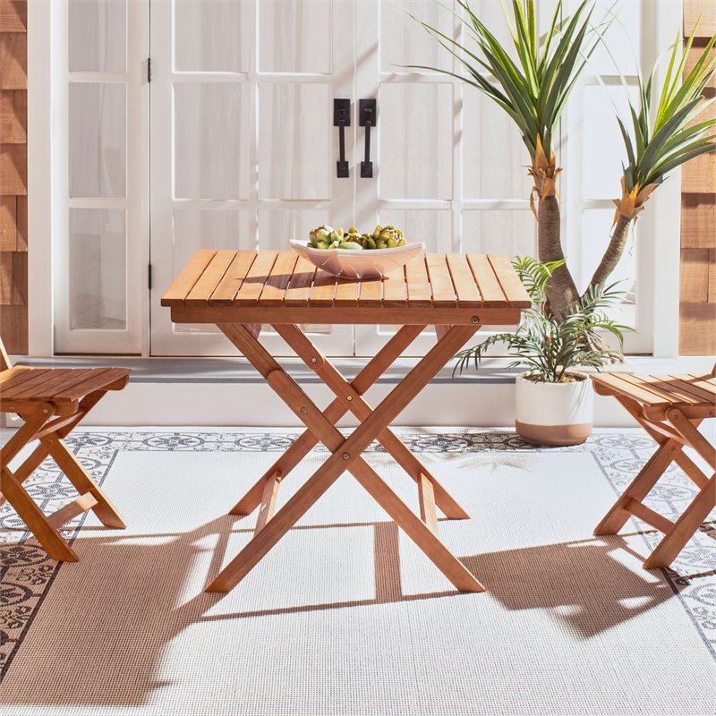 Safavieh Kresler Eucalyptus Wood Outdoor Folding Table in Natural