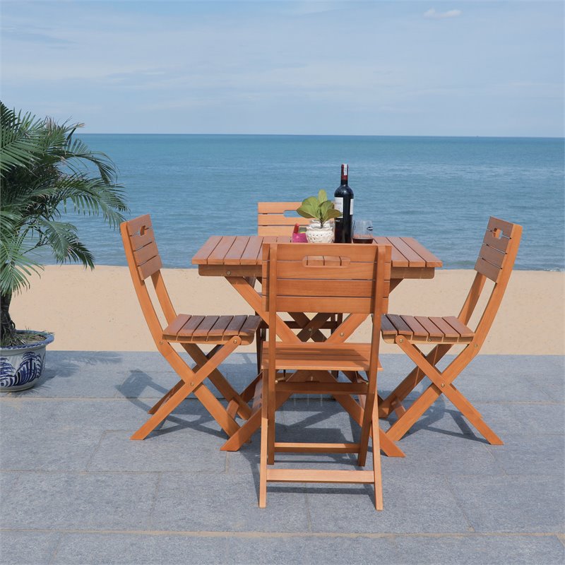 Safavieh Kresler Eucalyptus Wood Outdoor Folding Table in Natural
