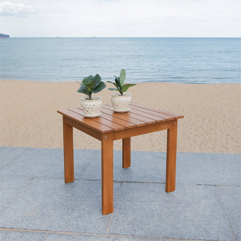 Safavieh Randor Eucalyptus Wood Outdoor Folding Table in Natural