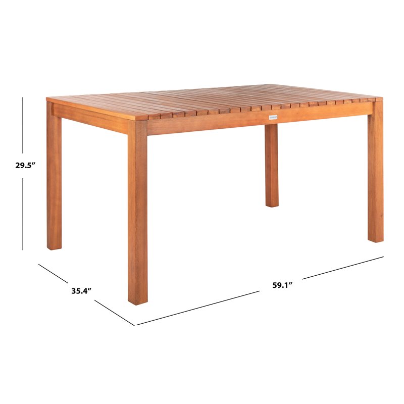 Safavieh Dores Contemporary Eucalyptus Wood Outdoor Dining Table in Natural