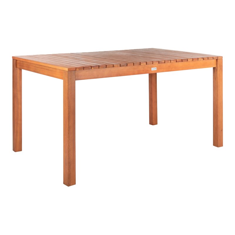 Safavieh Dores Contemporary Eucalyptus Wood Outdoor Dining Table in Natural