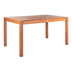 Safavieh Dores Contemporary Eucalyptus Wood Outdoor Dining Table in Natural