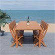 Safavieh Marson Contemporary Eucalyptus Wood Outdoor Dining Table in Natural