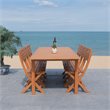 Safavieh Marson Contemporary Eucalyptus Wood Outdoor Dining Table in Natural