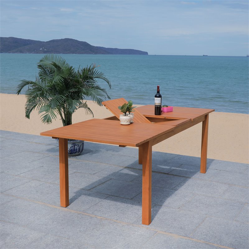 Safavieh Marson Contemporary Eucalyptus Wood Outdoor Dining Table in Natural