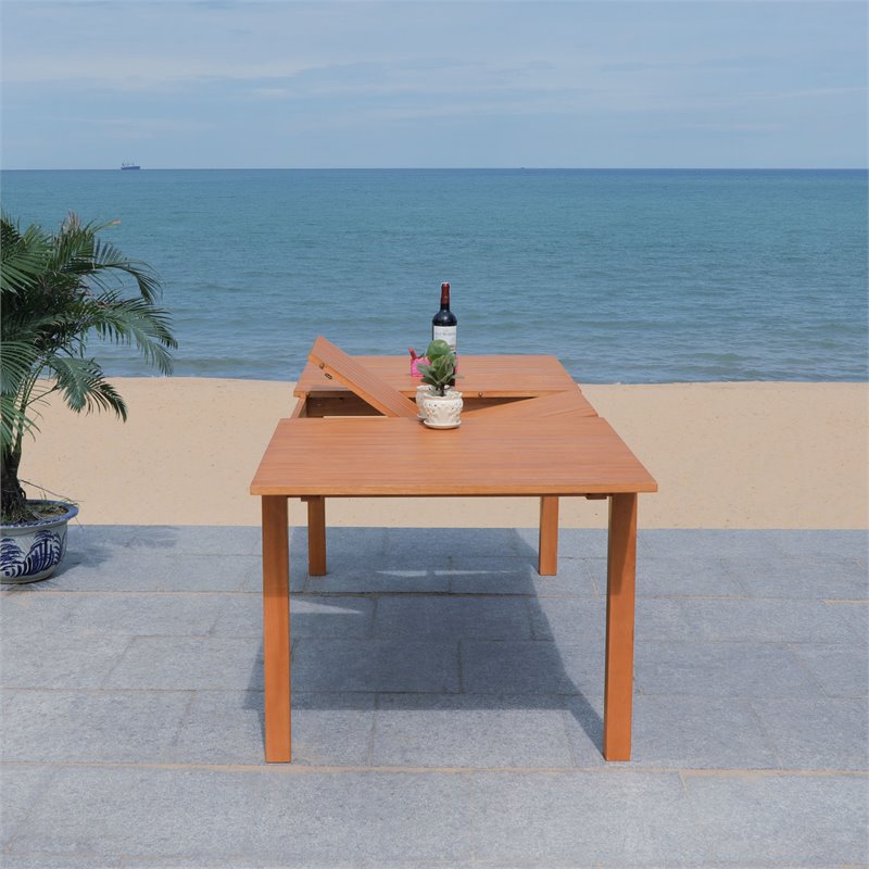 Safavieh Marson Contemporary Eucalyptus Wood Outdoor Dining Table in Natural
