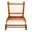 Safavieh Ralden Eucalyptus Wood/Polyester Outdoor Sun Lounger in Natural/Beige