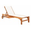 Safavieh Ralden Eucalyptus Wood/Polyester Outdoor Sun Lounger in Natural/Beige