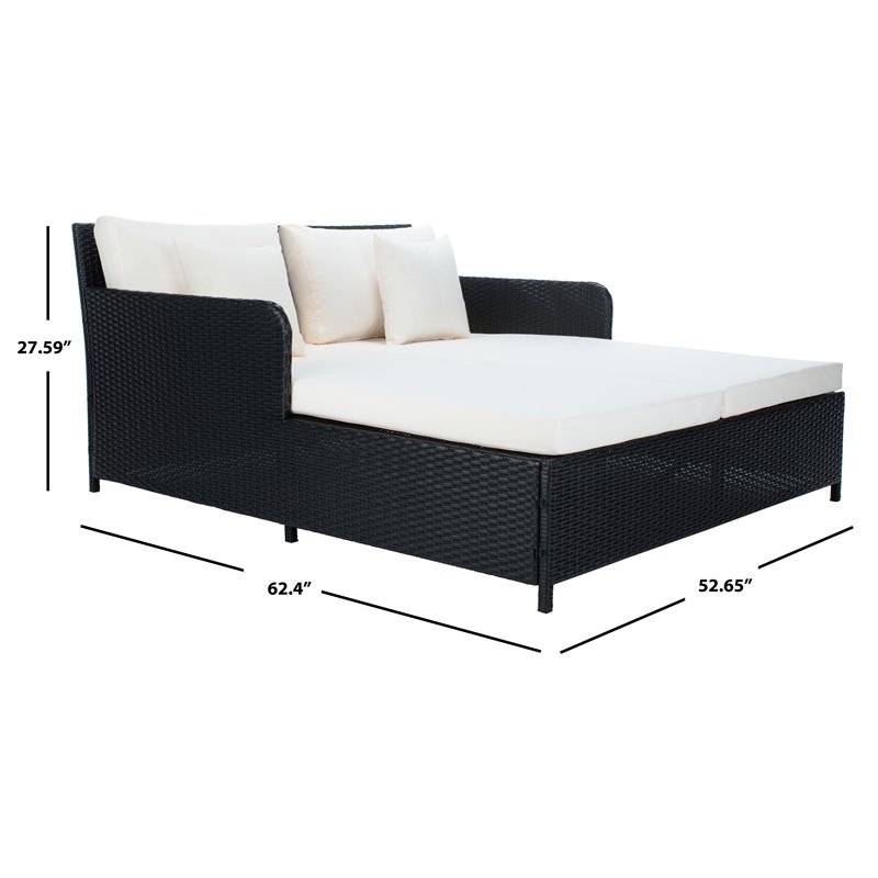 Safavieh Cadeo Polyester/Steel Metal Outdoor Daybed with Pillows in Black