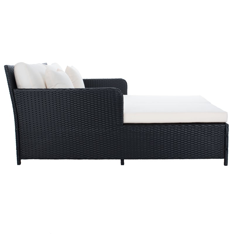 Safavieh Cadeo Polyester/Steel Metal Outdoor Daybed with Pillows in Black