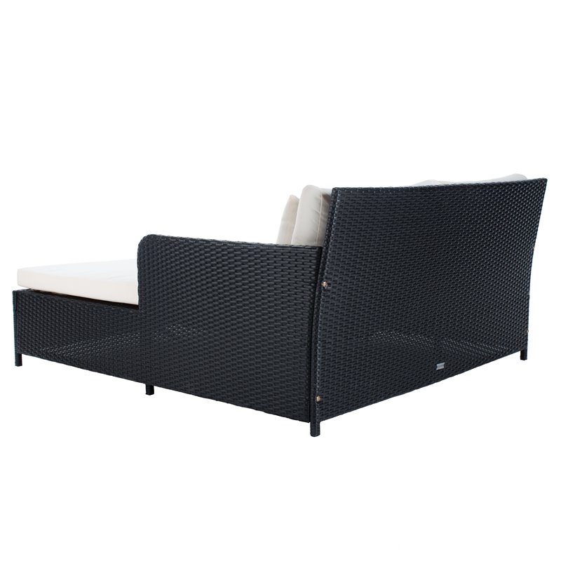 Safavieh Cadeo Polyester/Steel Metal Outdoor Daybed with Pillows in Black