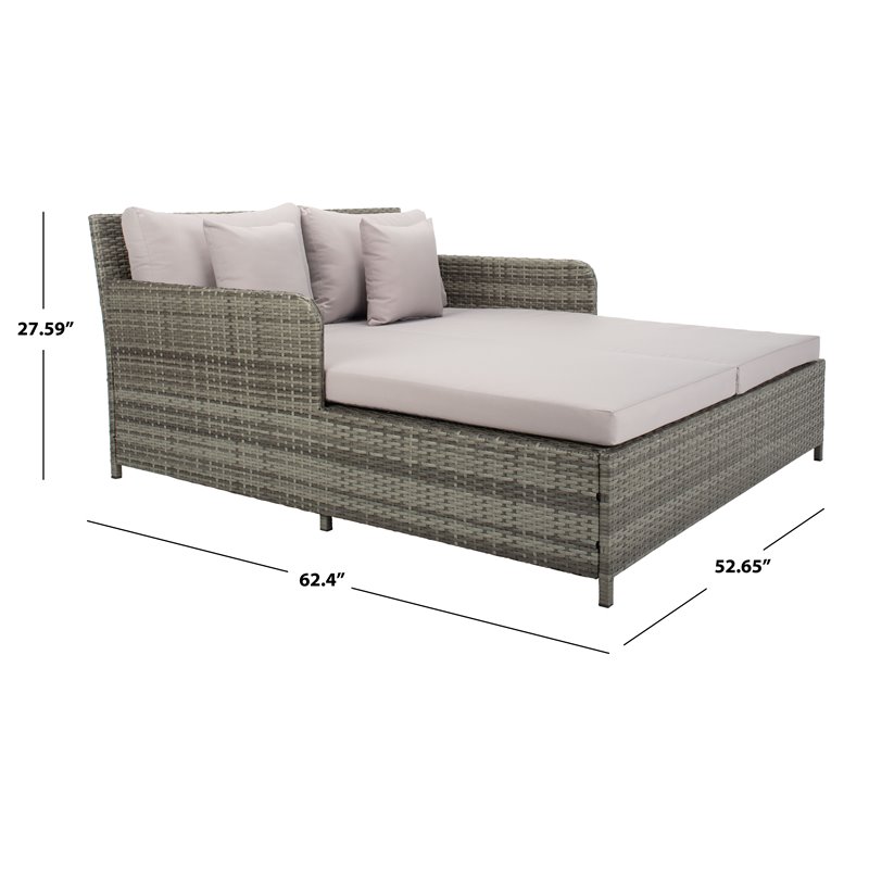 Safavieh Cadeo Polyester/Steel Metal Outdoor Daybed with Pillows in Gray