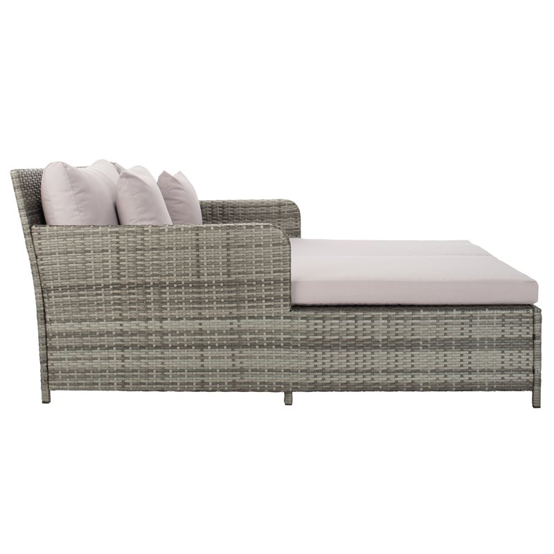 Safavieh Cadeo Polyester/Steel Metal Outdoor Daybed with Pillows in Gray