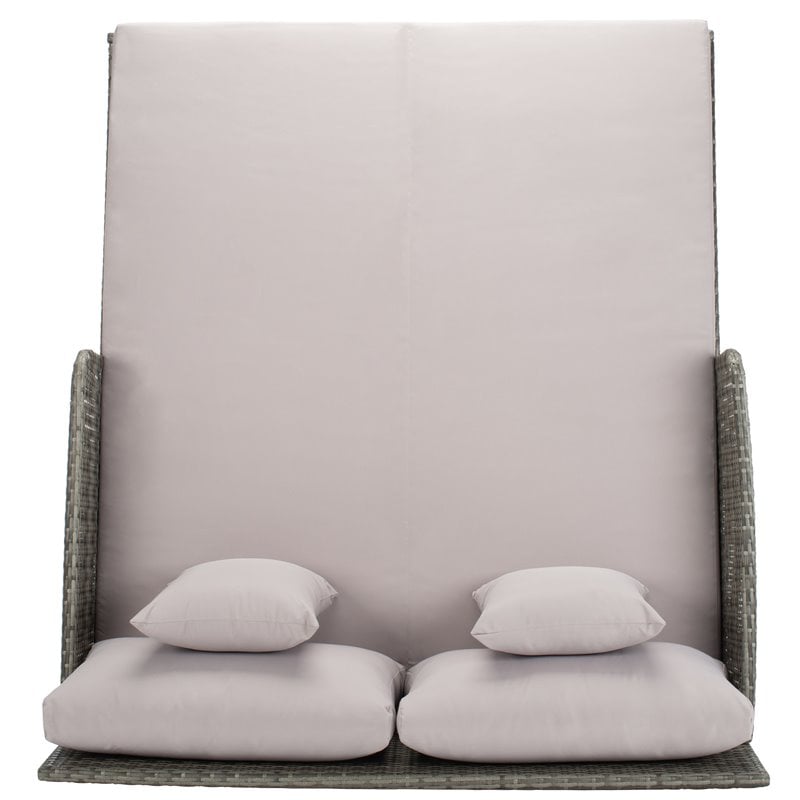 Safavieh Cadeo Polyester/Steel Metal Outdoor Daybed with Pillows in Gray