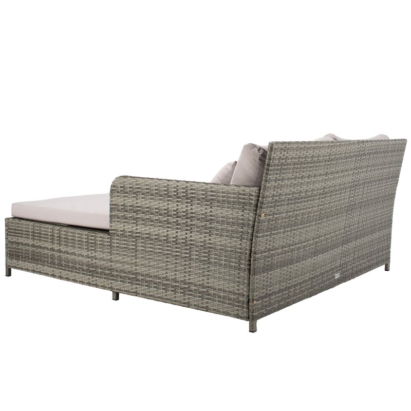 Safavieh Cadeo Polyester/Steel Metal Outdoor Daybed with Pillows in Gray